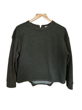 Zara Woman Colorblock Sweatshirt Small Cropped Green White Crew Neck Pullover